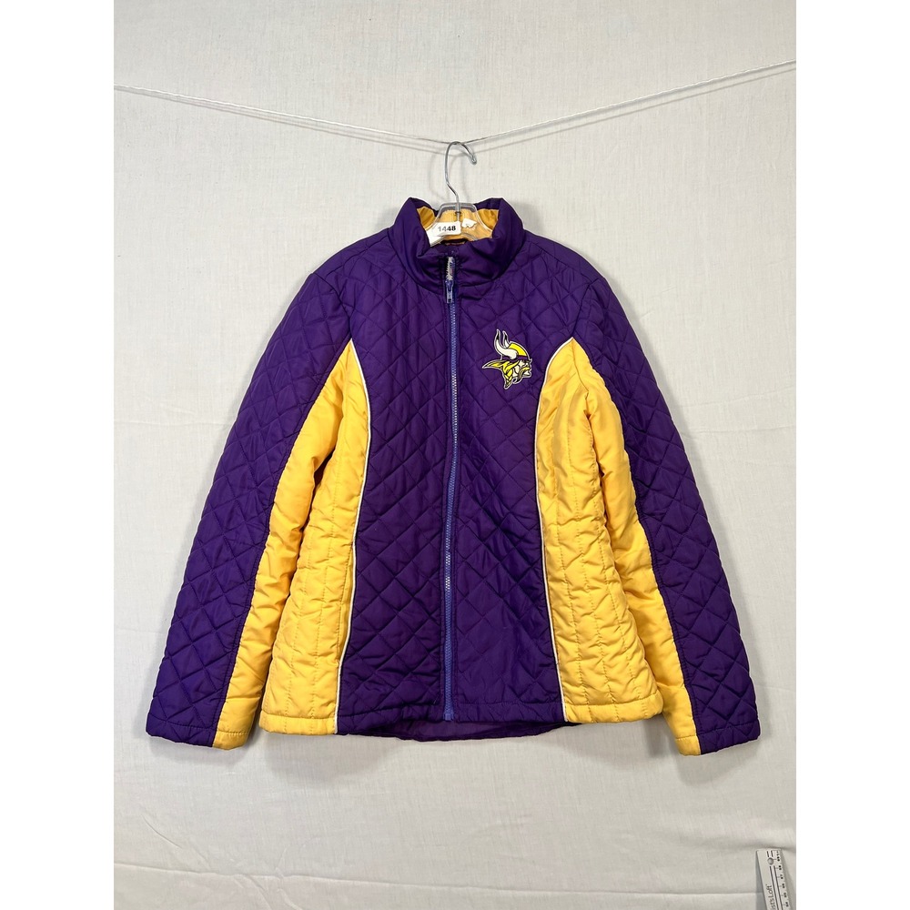 NFL Team Apparel Minnesota Vikings Women Purple Gold Quilted Puffer Jacket M